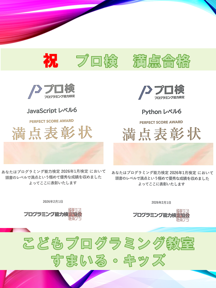 プログラミング能力検定満点合格
